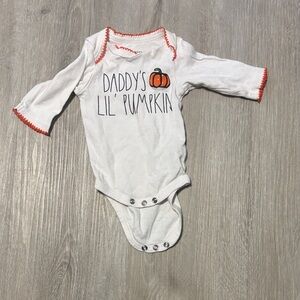 Rae Dunn White Bodysuit with Orange Pumpkin Design